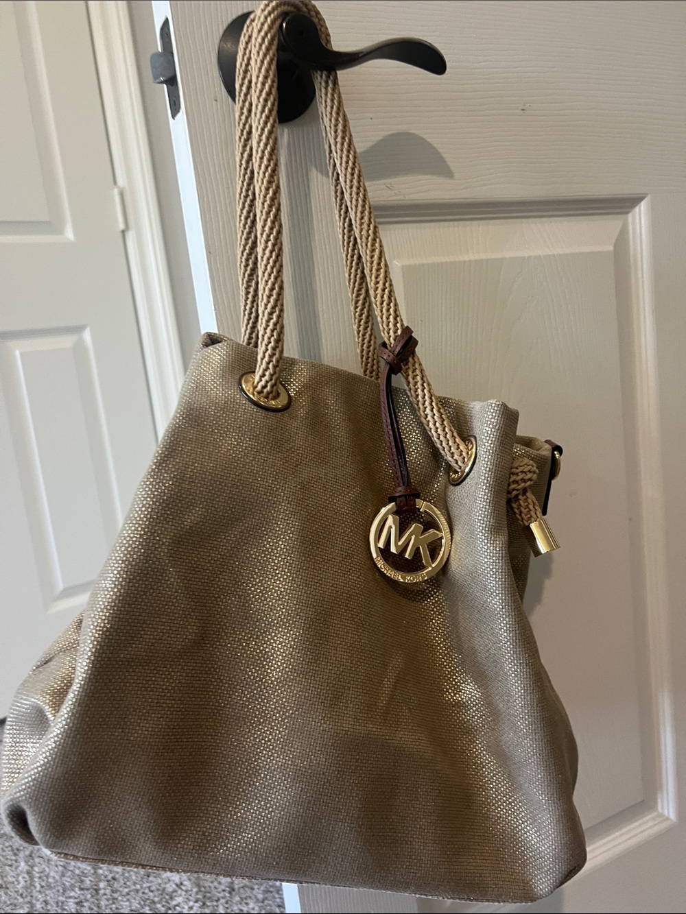 Michael Kors Metallic Gold Rope-Handle Shoulder Bag